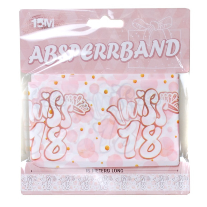 Udo Schmidt Absperrband Miss 18 roségold 15 m aus Kunststoff stilvolle Partydekoration für den 18. Geburtstag